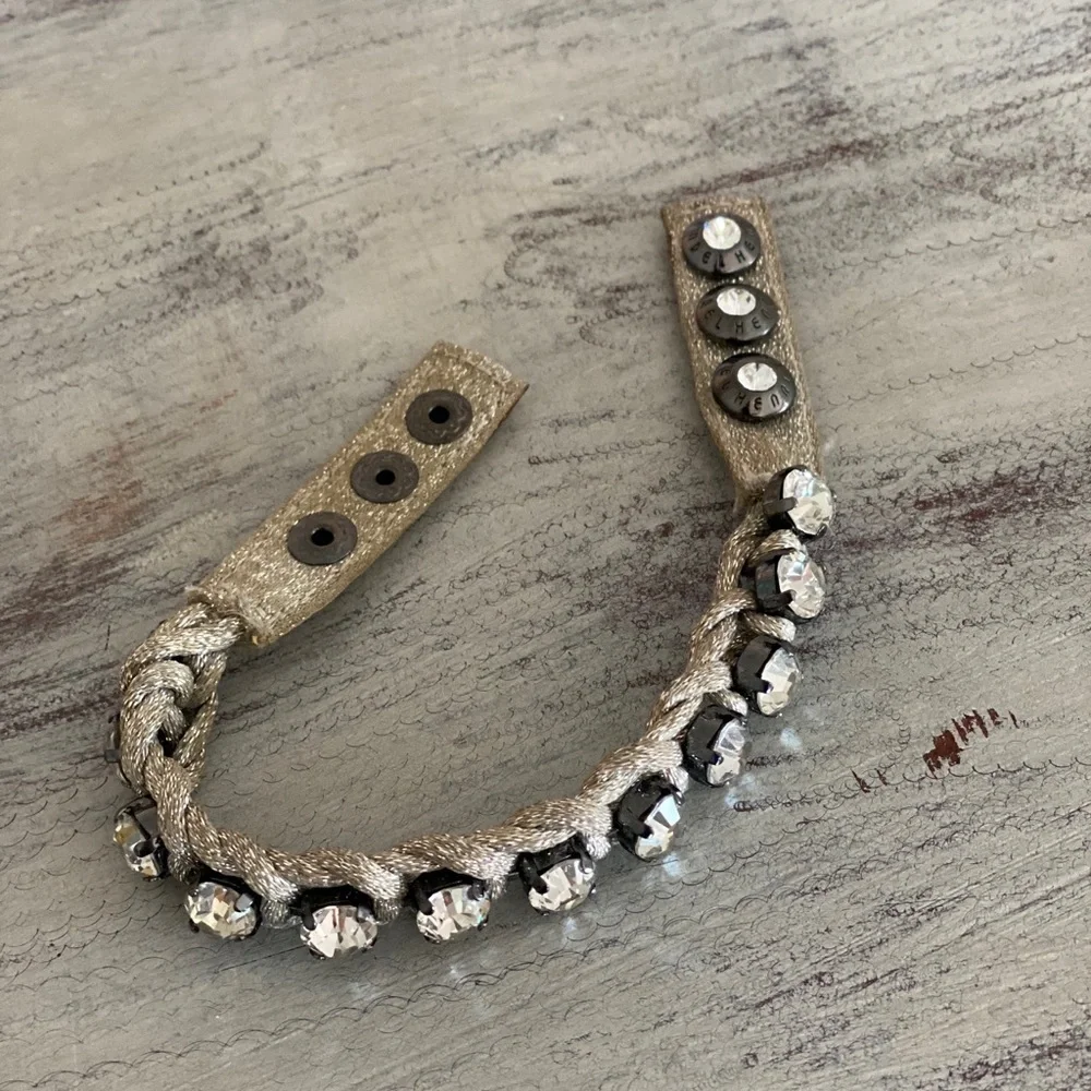 Henri Bendel  Snap Gun Metal Chrystal Bracelet​​​​​​​​​ - Picture 4 of 8